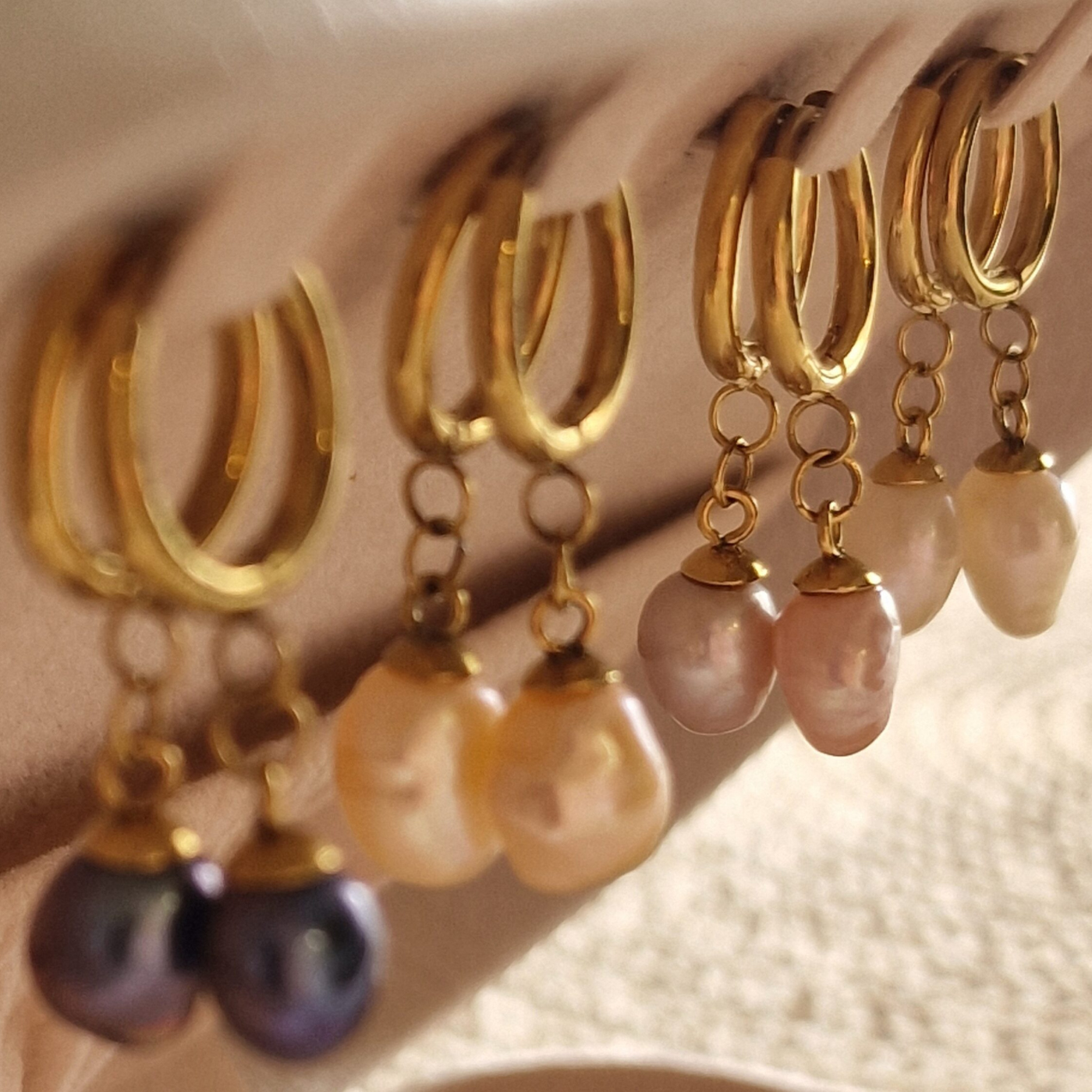 My Pearl perle øreringe sort - Guld - A Knitters World