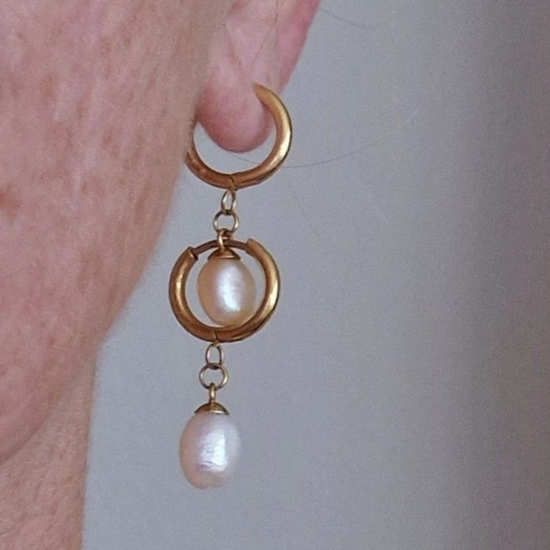 My Pearl perle øreringe rosa - Guld - A Knitters World