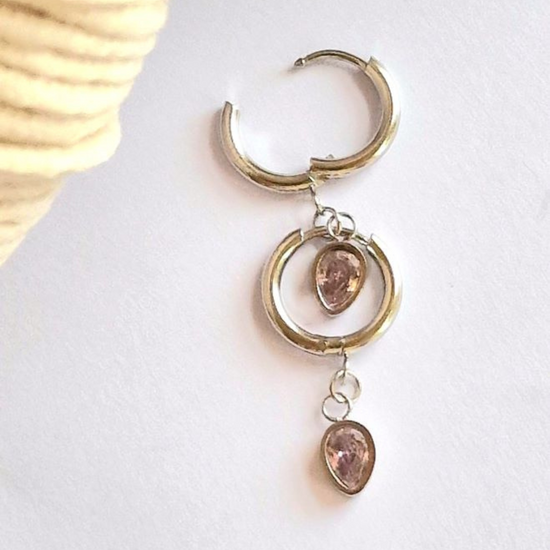 My Pearl zirkon øreringe drop rosa - Sølv - A Knitters World